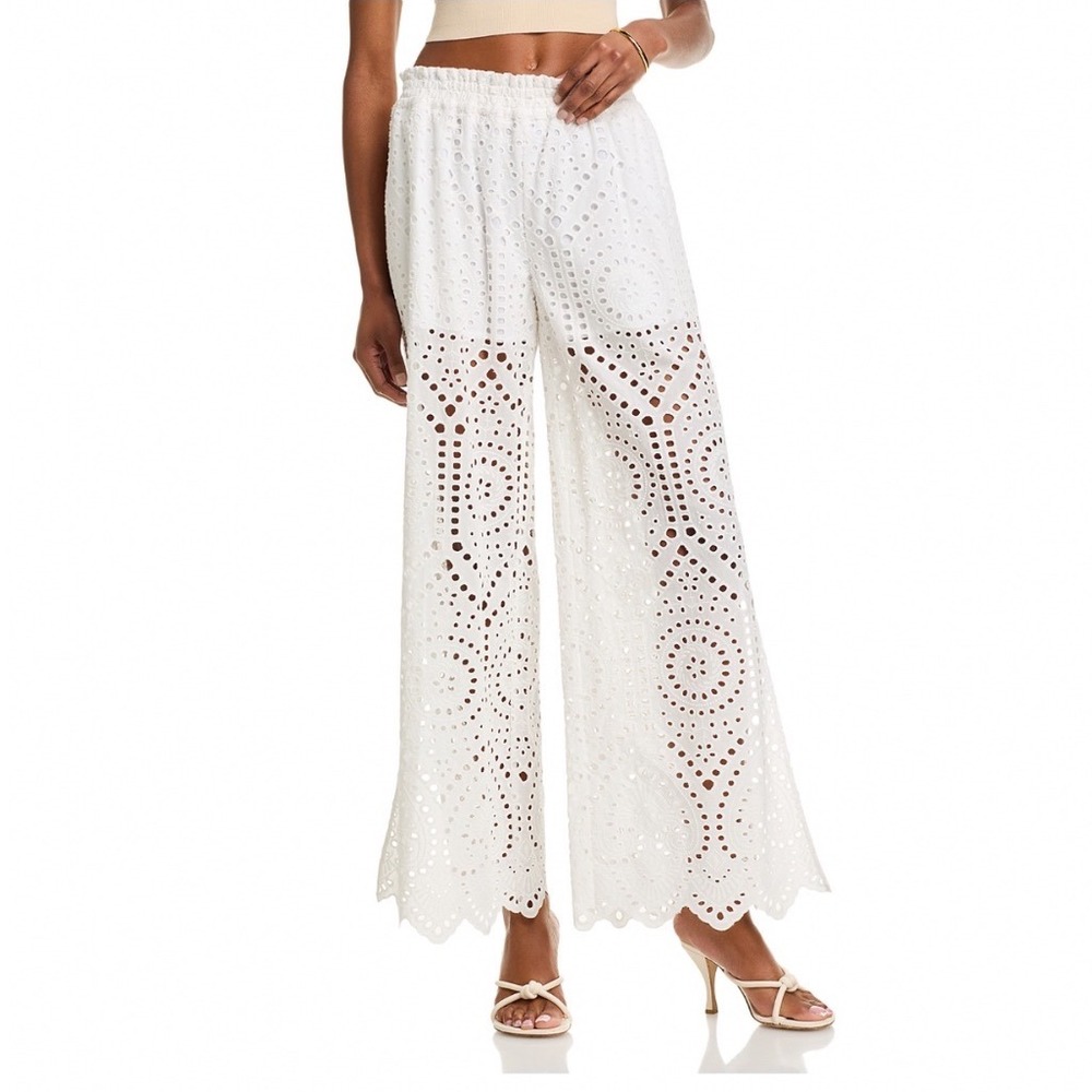 Generation Love Connie White Cotton Eyelet Wide Leg Pants XL New